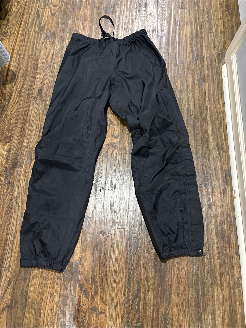 Men's Black Nylon waterproof Pant with Nylon Belt Waist no lining